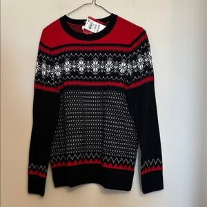 Charter Club black/red  cotton/acrylic pullover sweater size L new with tags